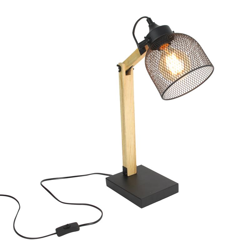 Lampe De Bureau Industrielle Bois Noir Cmp Casalou